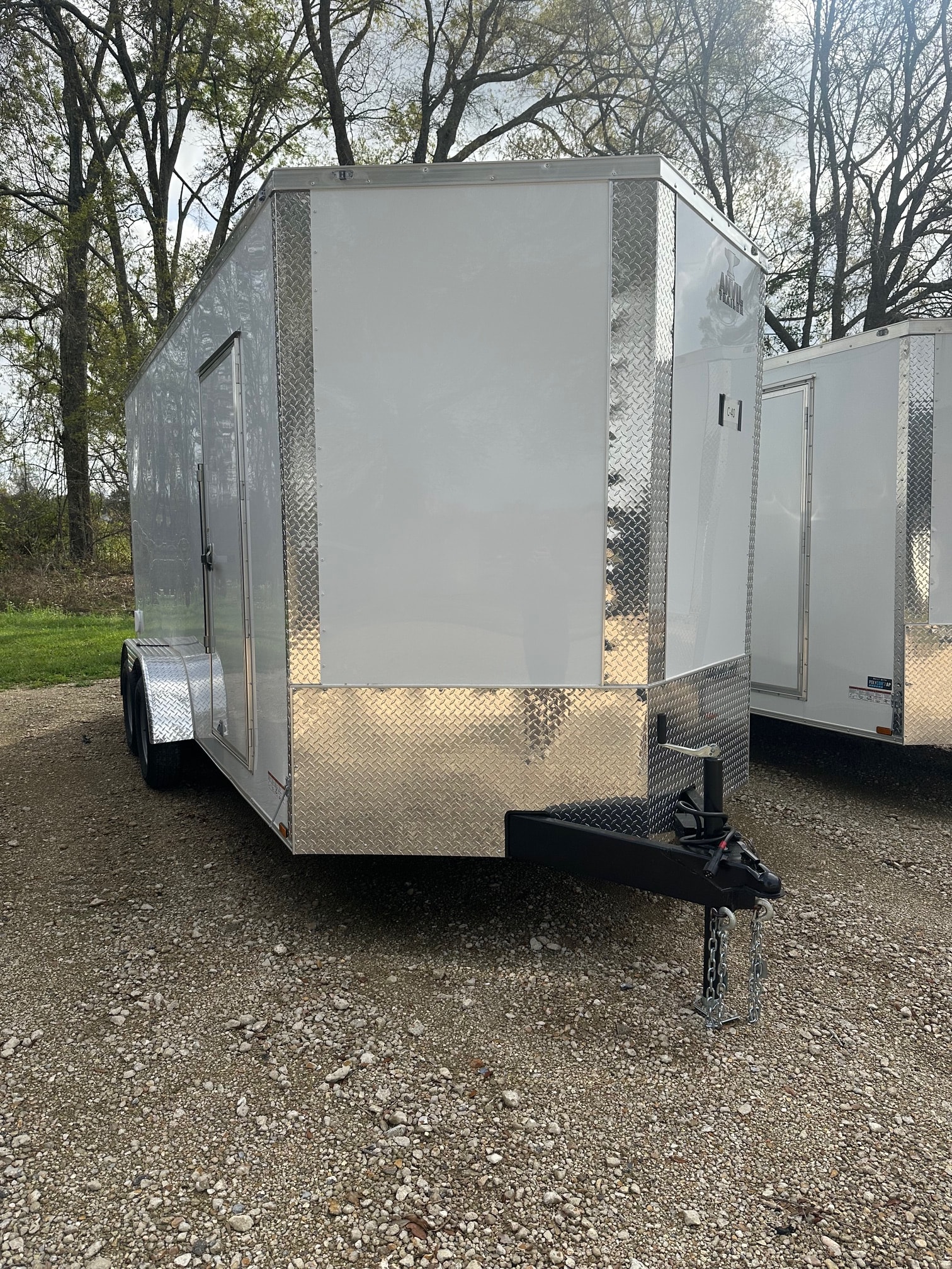 Anvil white tandem axle enclosed cargo trailer
